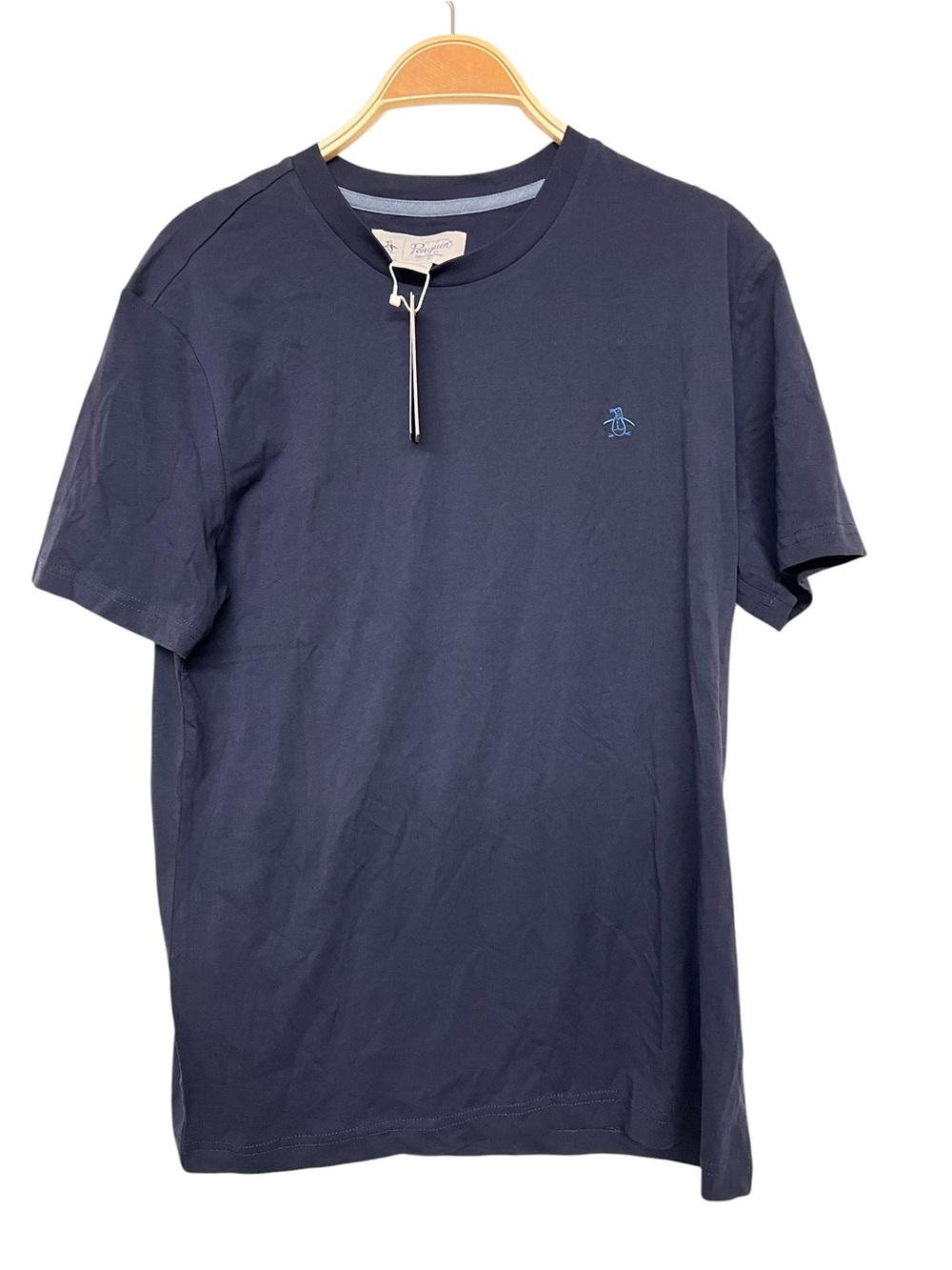New Original Penguin Men's Navy Crewneck Logo T-Shirt